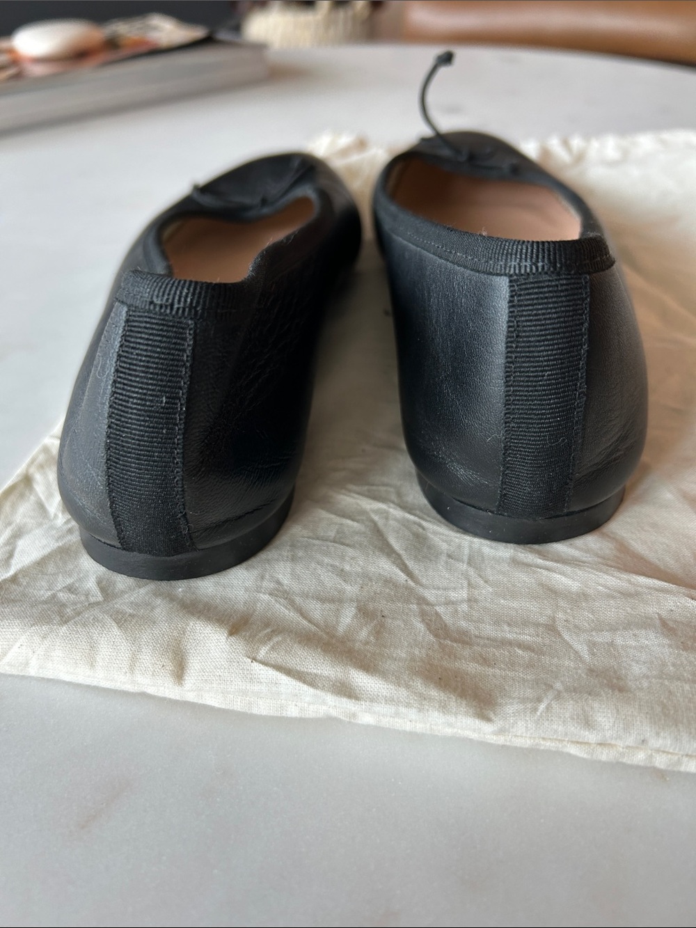 J. Crew Black Leather Round-Toe Ballet Flats with Bow - Picture 5 of 7